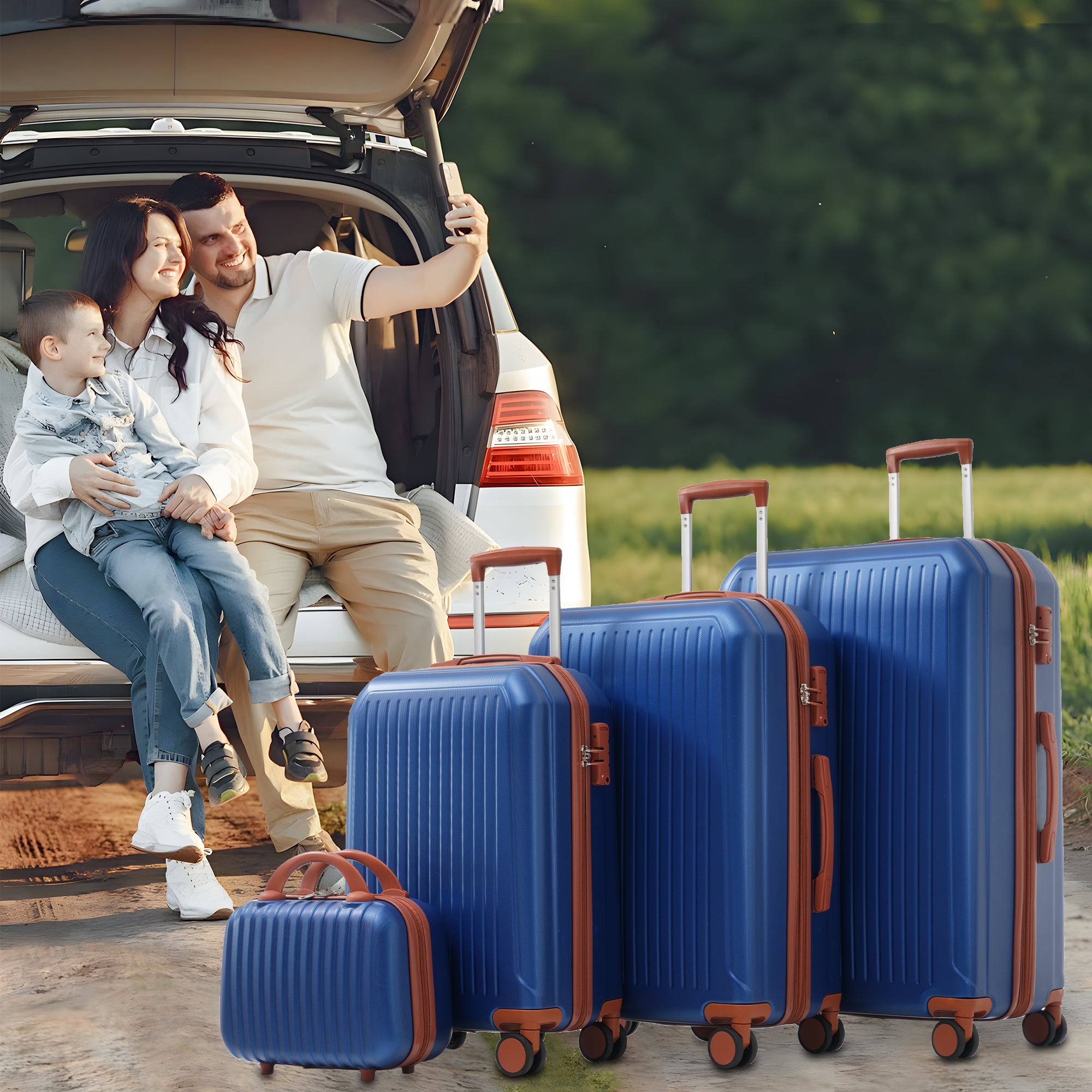 S&M&L&XL Luggage Set 4-Piece 360° Double Wheels TSA Lock Hardshell