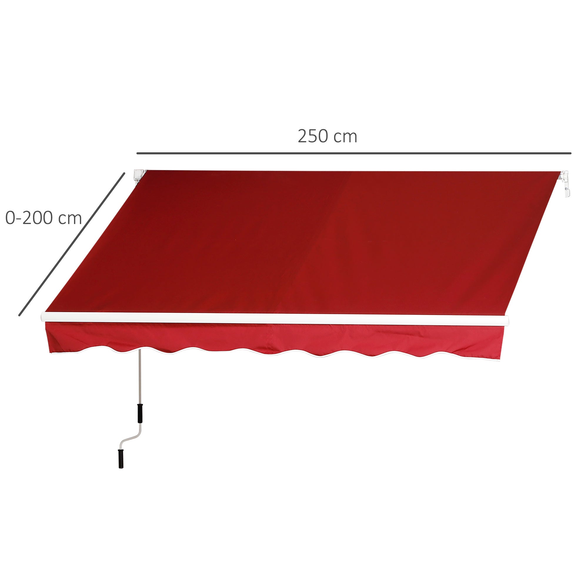 Manual Retractable Patio Awning Shelter, UV Protection 2.5x2m