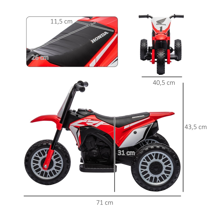 Honda Electric Children's Motorcycle with Sound Effects and 3 km/h Speed for 18-36 Months, Red