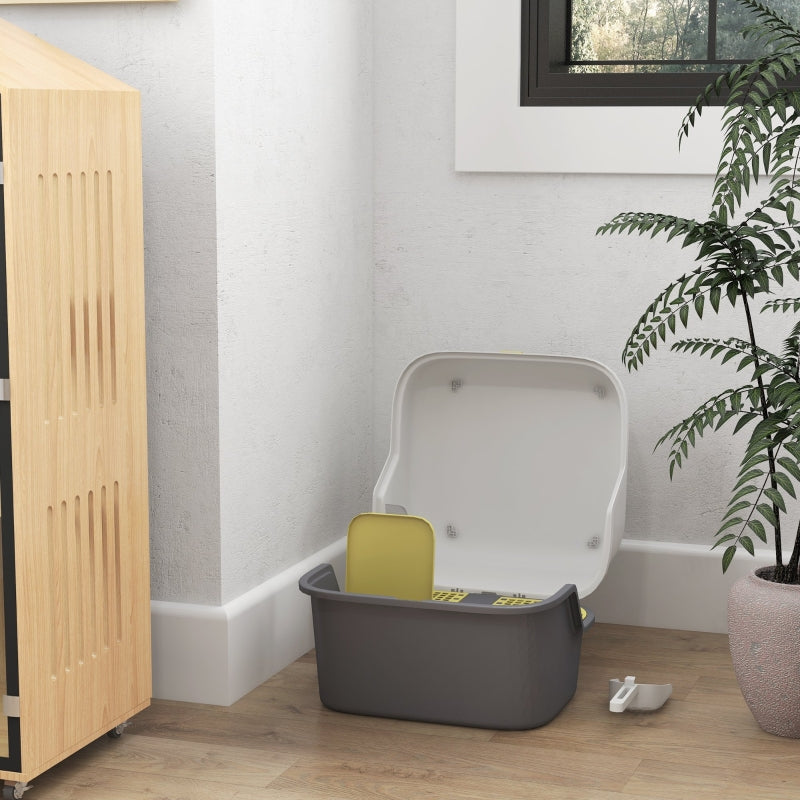 Cat Litter Box, Easy Clean Lockable, White