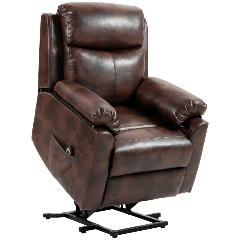 Faux Leather Electric Recliner Chair, 70° Riser, Dark Brown