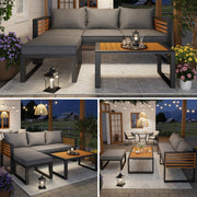 Garden Lounge Set 3-4 Seater Modern Outdoor Sofa - Galvanized Iron Frame