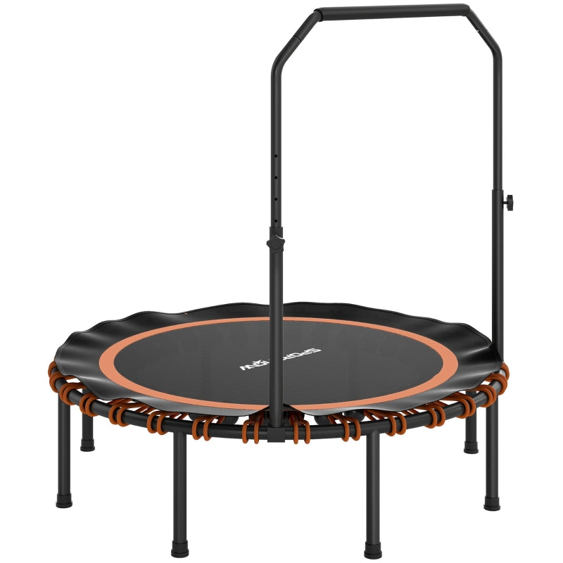 Fitness Trampoline with Adjustable Handrail, Indoor/Outdoor Use, Orange Steel/Plastic