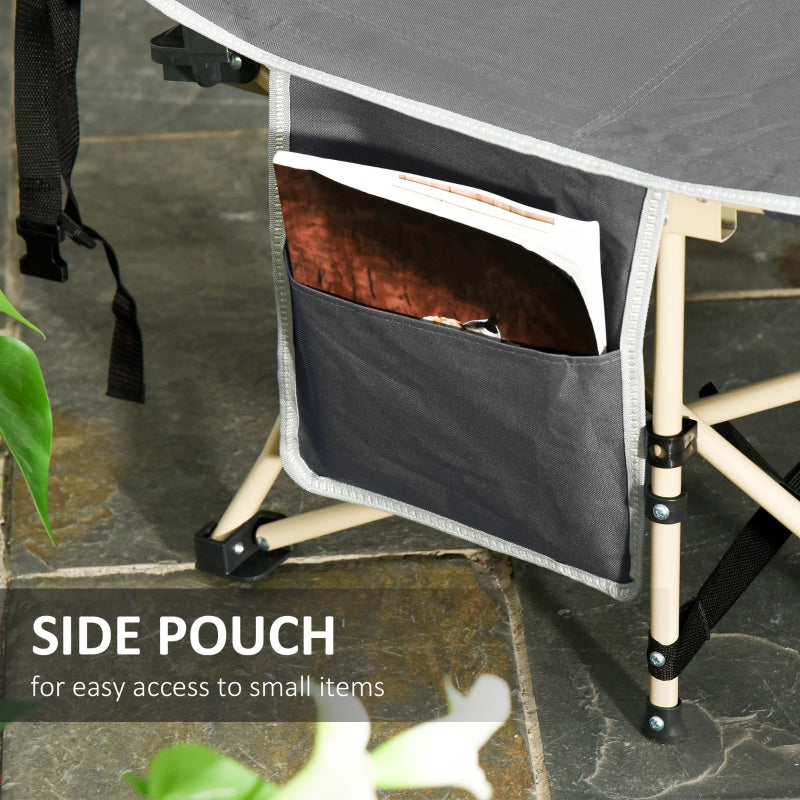 Camping Cot Single Portable Steel Frame, Grey