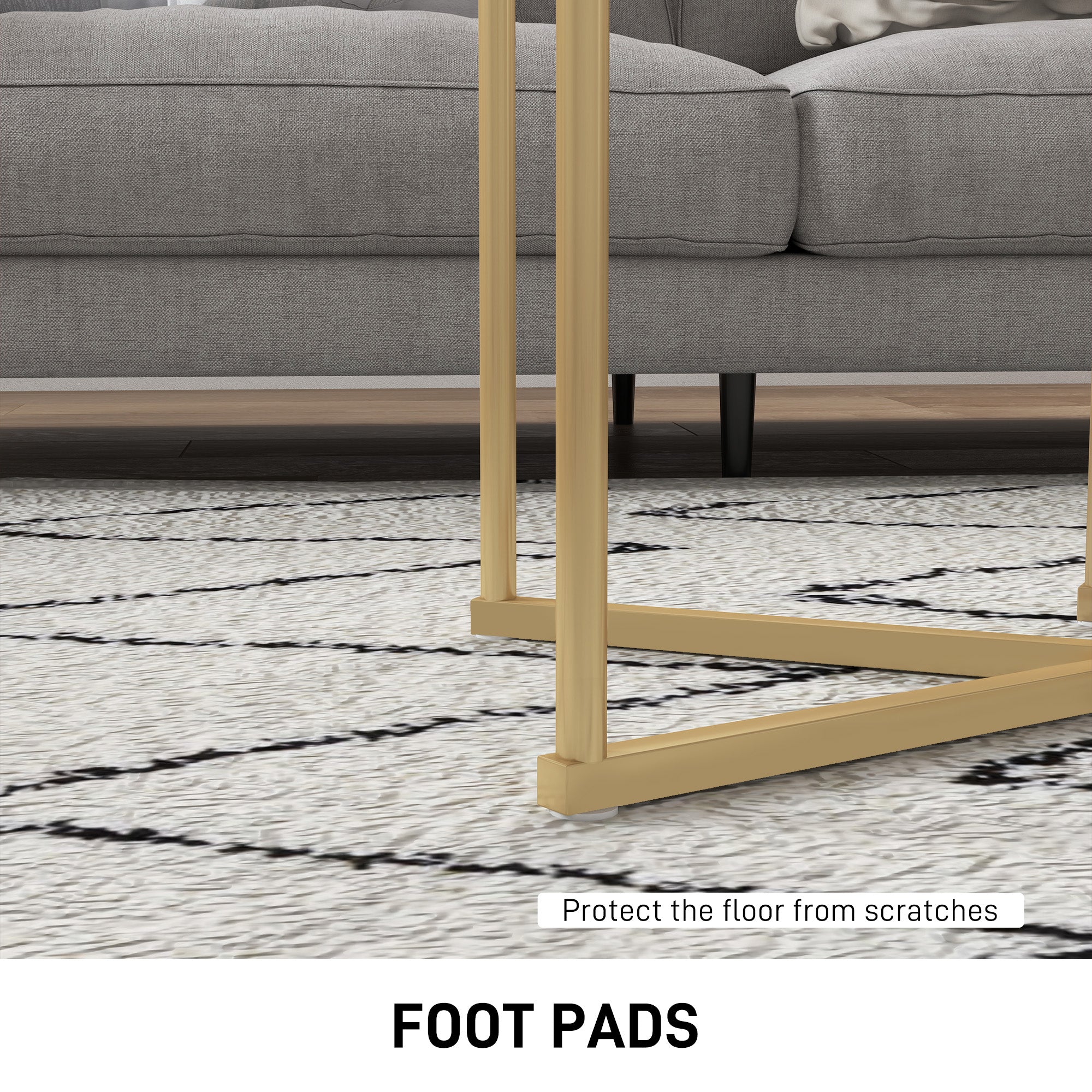 Nest of Tables, Set of Two Marble-Effect, White/Gold-Tone