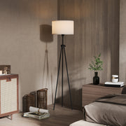 Floor lamp modern E27 stylish, black & white, steel & polyester