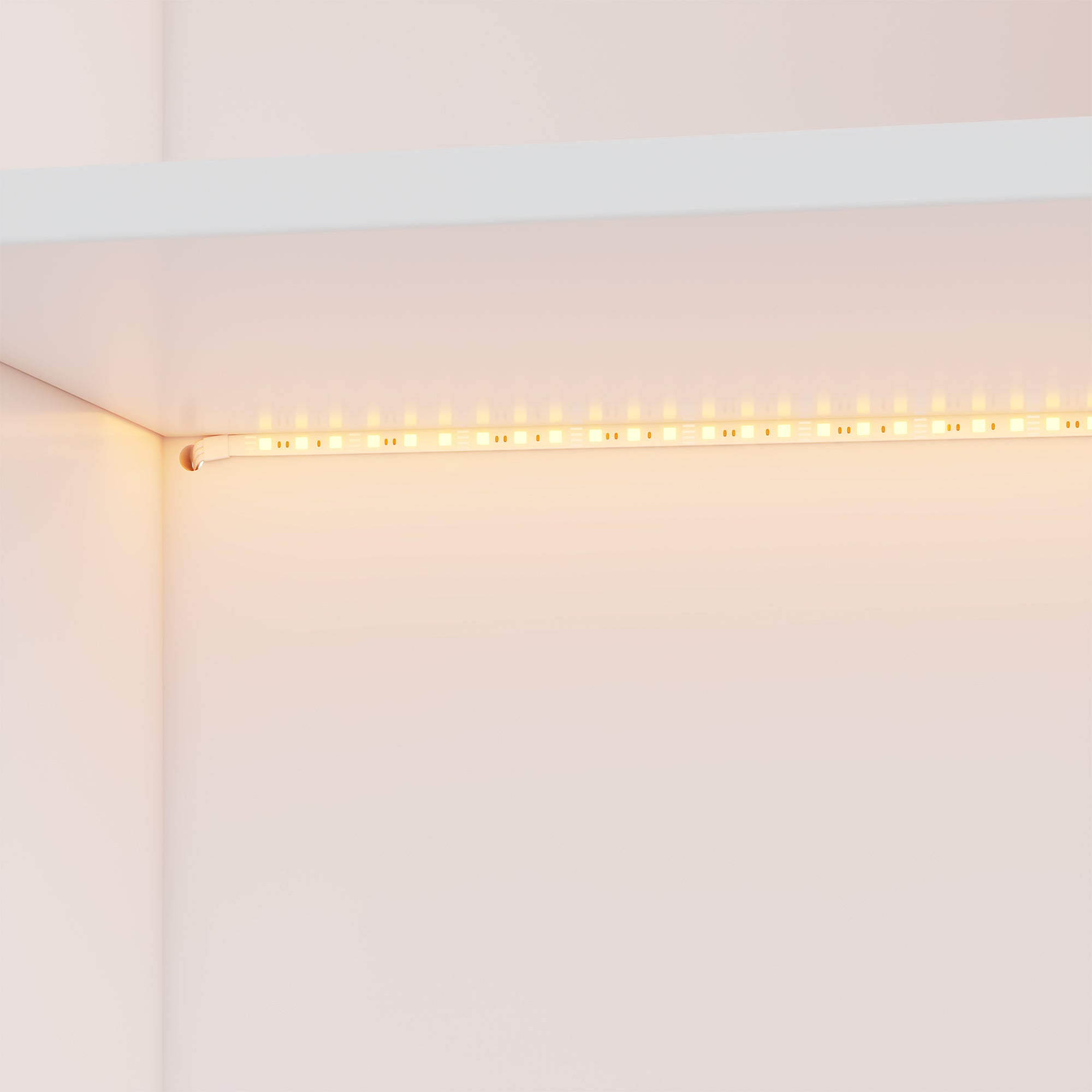 Bookshelf with Solid Wood Legs and LED Ambient Light, White