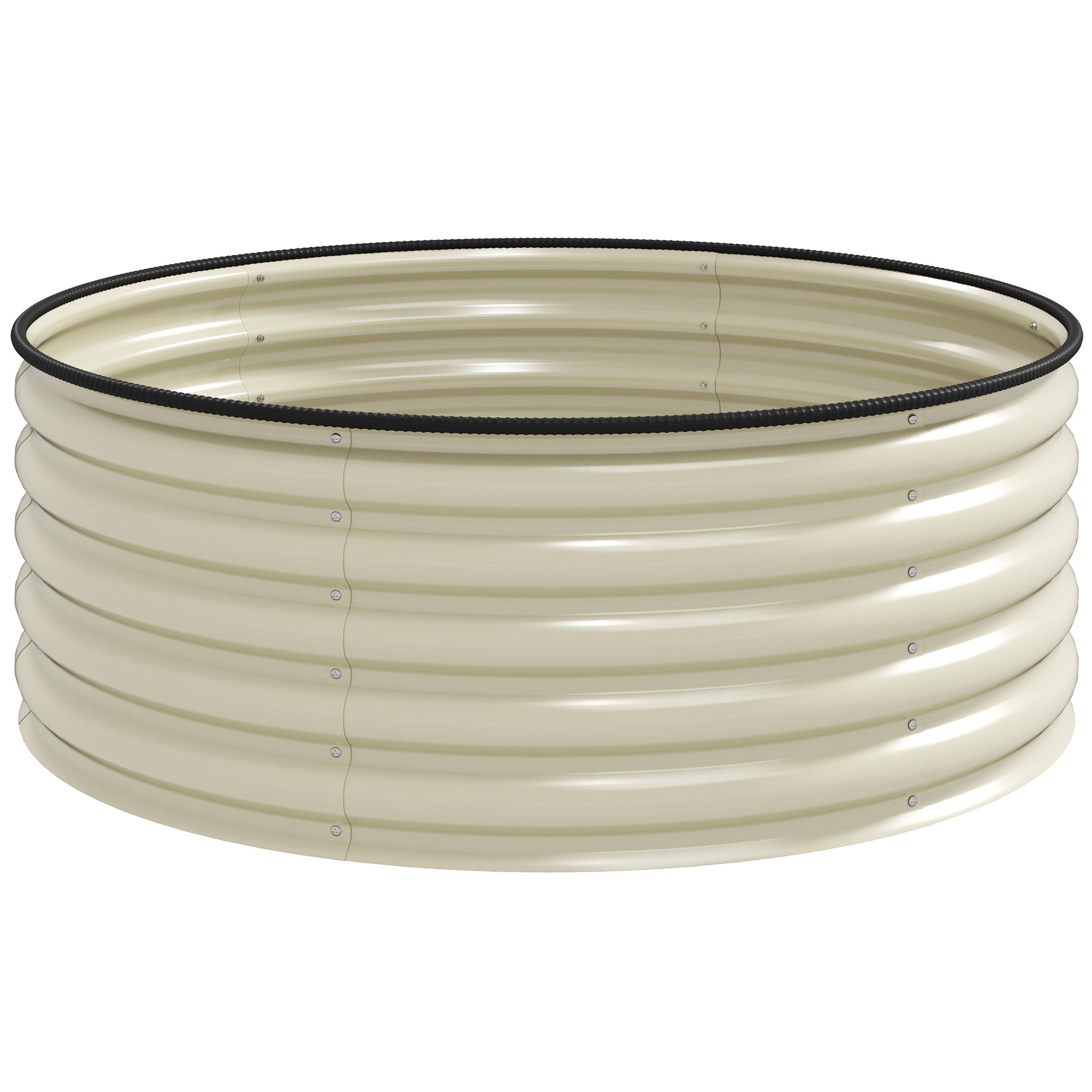 Galvanised Raised Garden Bed with Safety Edging, Outdoor Planter Box, Cream White