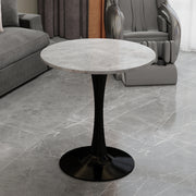Coffee Table Mid-Century Modern Round Marble Top 27.6-inch - Black