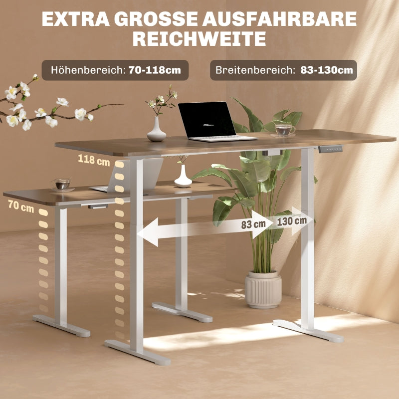 Desk Frame Electric, Adjustable with 2 Motors, 3 Memory, White