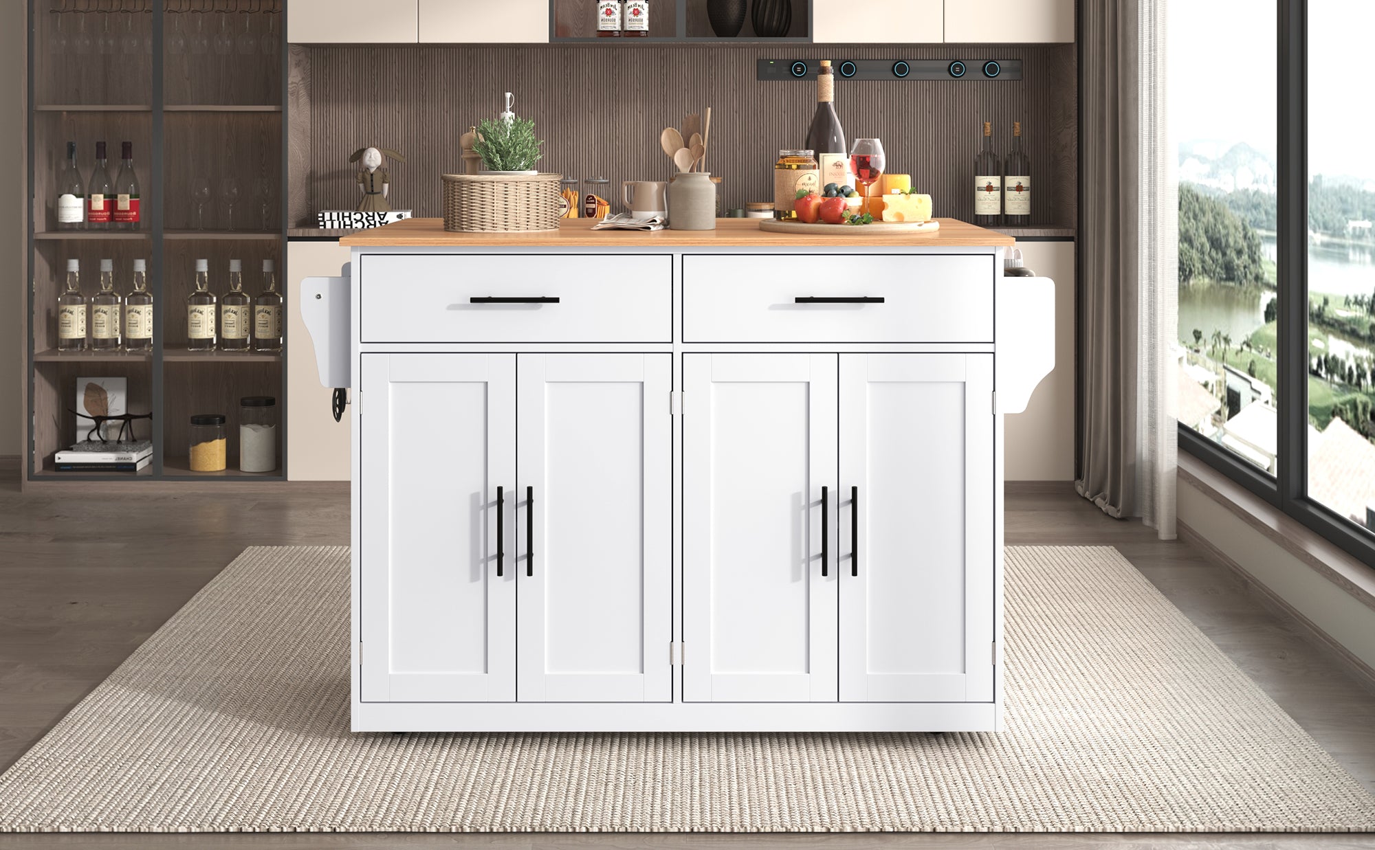 Serving Trolley Folding Tabletop Casters Interchangeable Legs - White