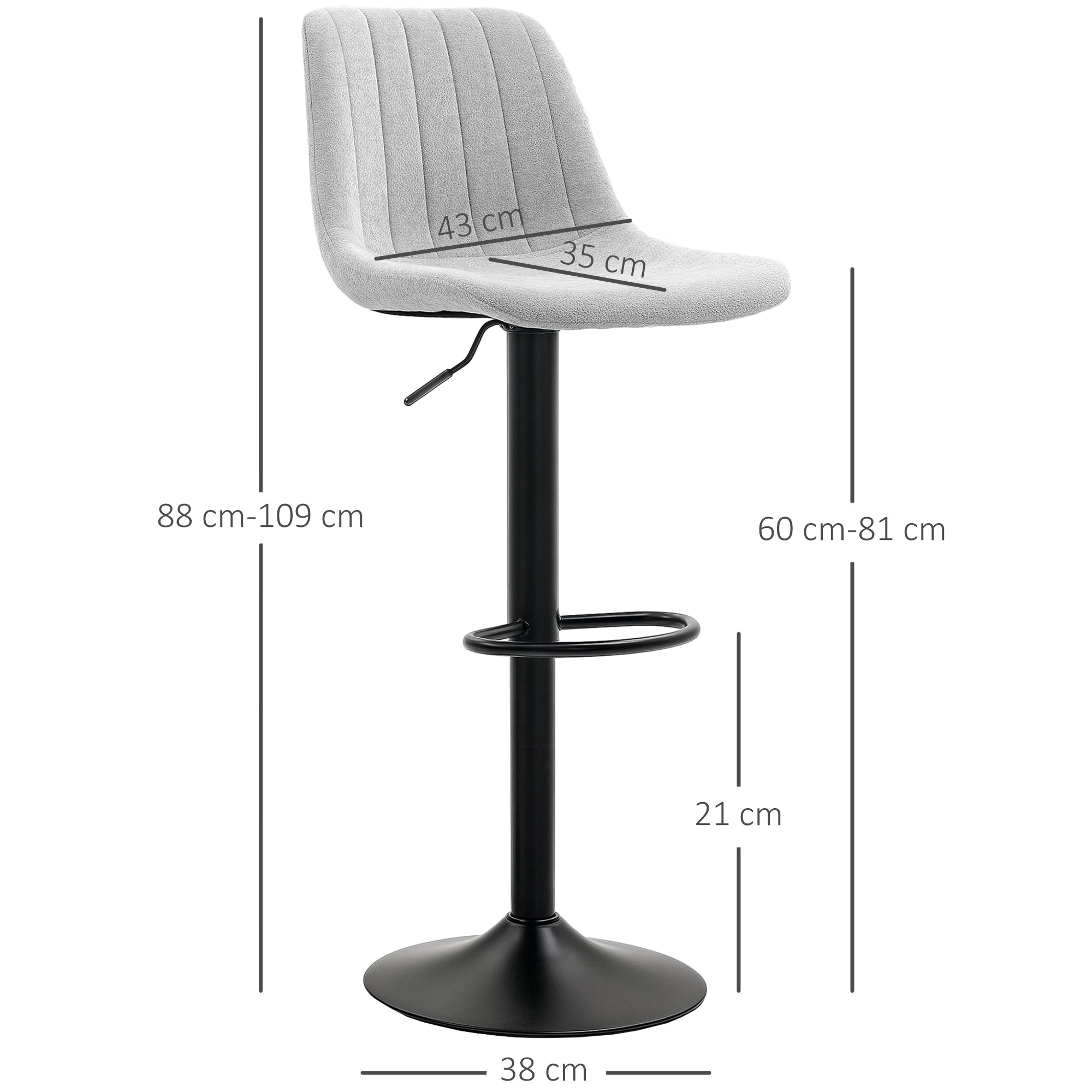 Tub Bat Stools (Set of Two) Chenille-Feel, Grey