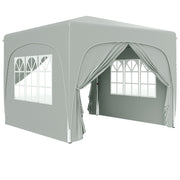 3x3m Pop-Up Folding Gazebo, Water-Repellent UV 50+ 4 Side Panels, Light Grey