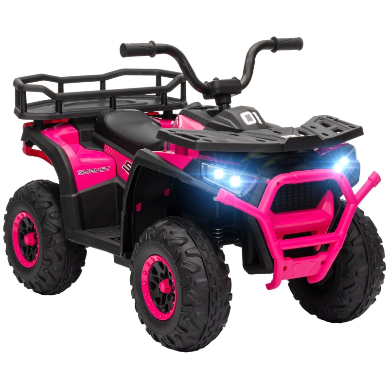 Kids Electric Ride on ATV, 12V Battery-Powered Quad Bike with Spring Suspension, Pink