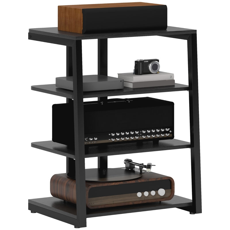 HiFi Stand, Four Storage Shelves - Black