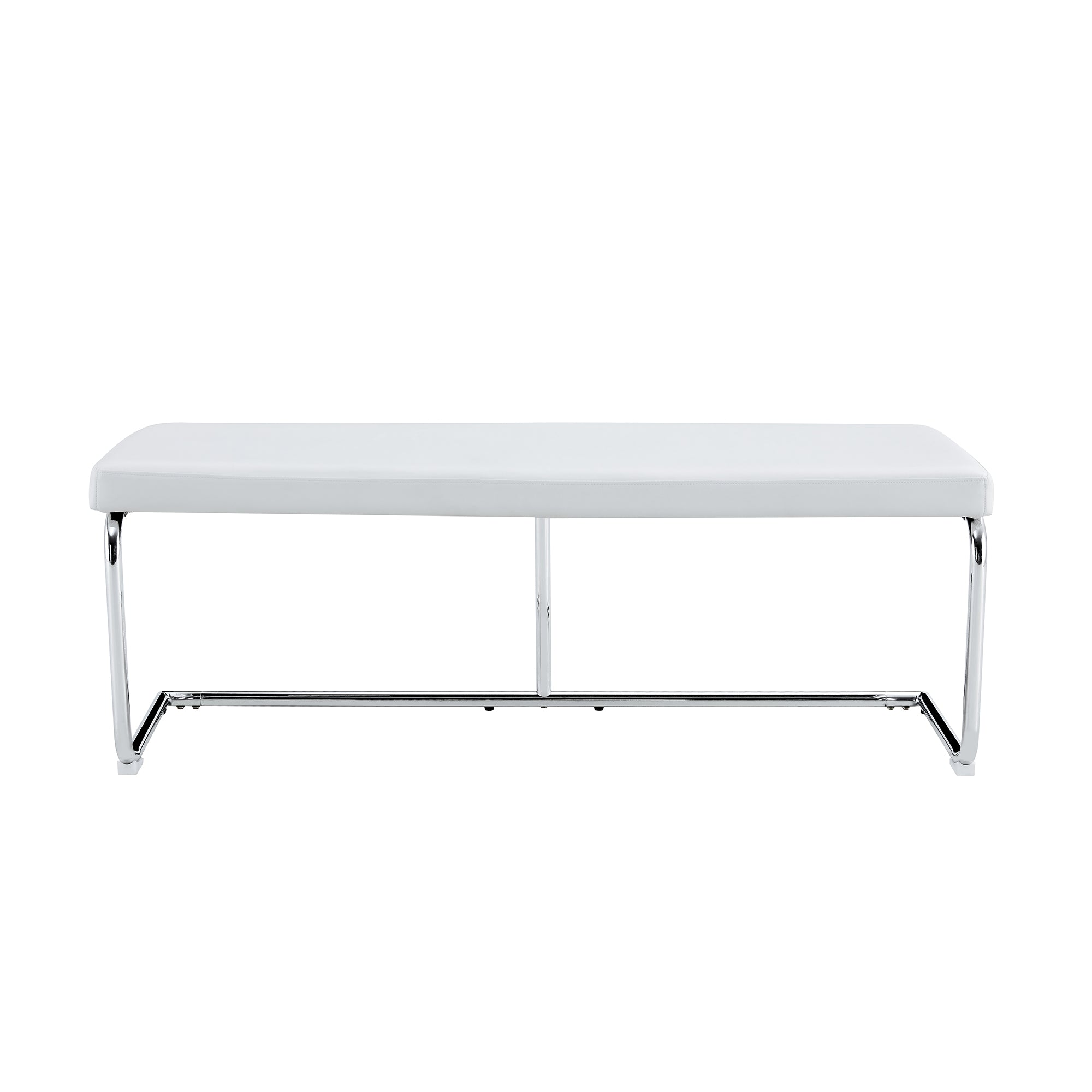 Bench 130cm Modern for Dining Room & Hallway, White Leather