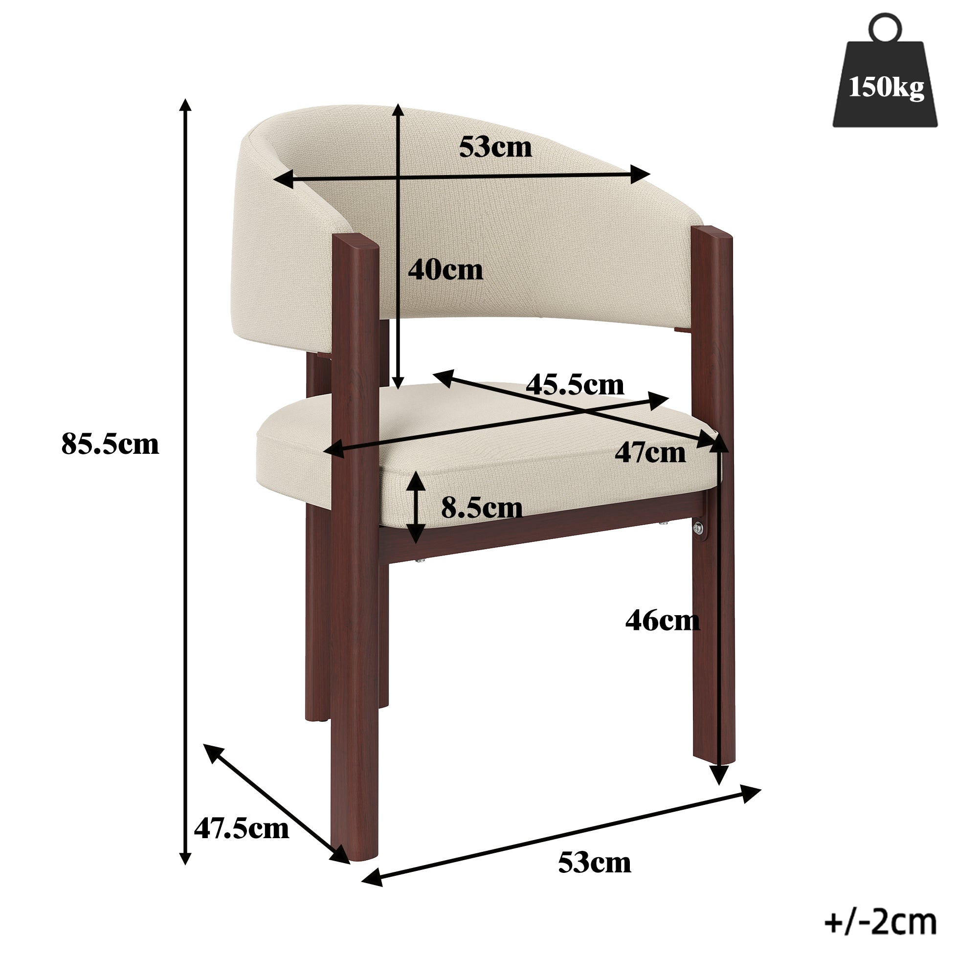 Ergonomic Dining Chairs Set of 4 with Thick Padding and Height-Adjustable Feet, Wood Look