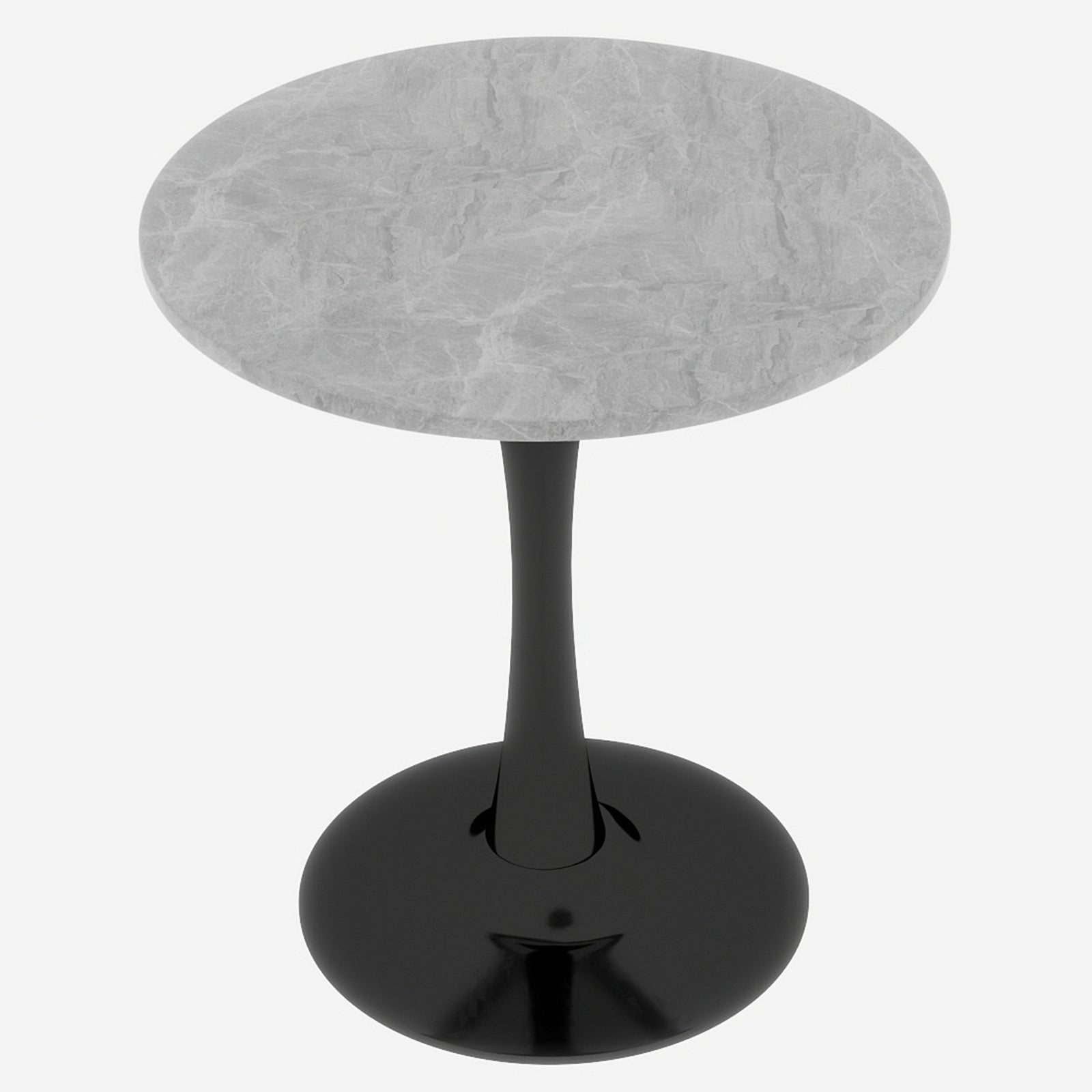 Coffee Table Mid-Century Modern Round Marble Top 27.6-inch - Black