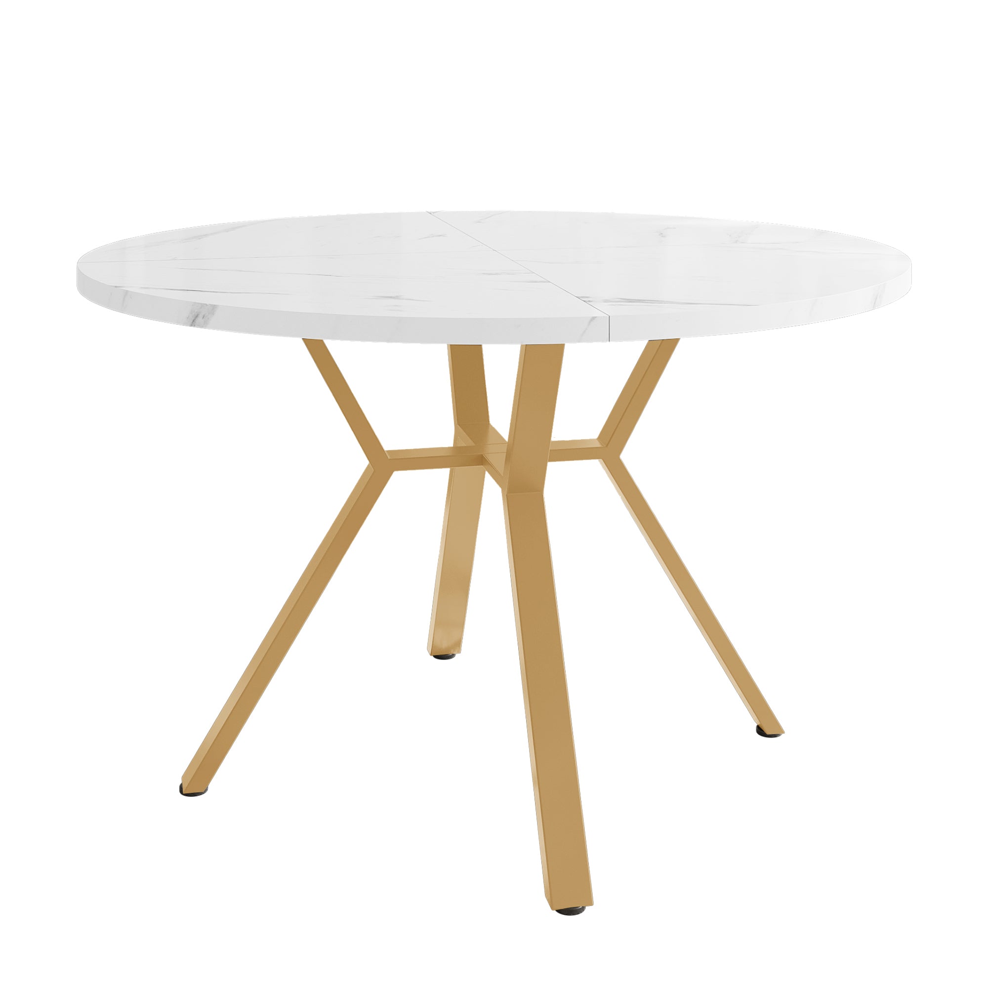 Round Marble Dining Table 1m and X-Leg Coffee Table - Black Gold