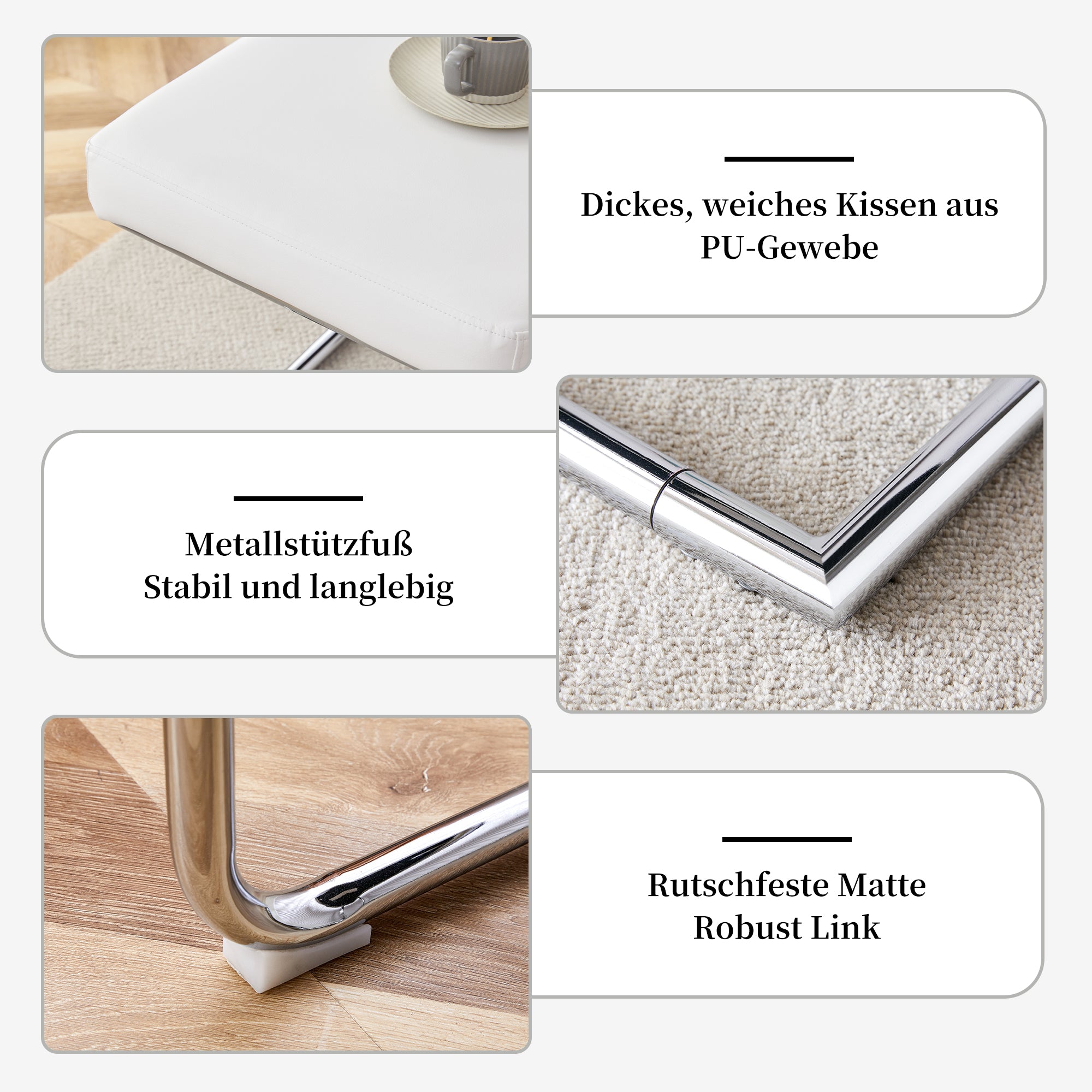 Bench 130cm Modern for Dining Room & Hallway, White Leather