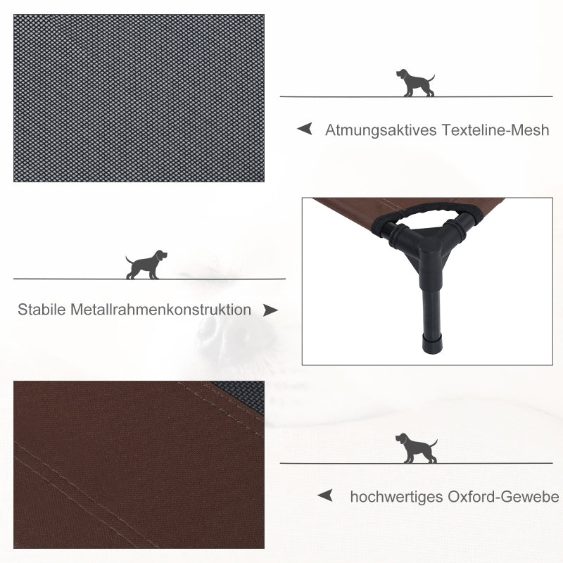 Outdoor Dog Bed, Cooling Raised, Metal Frame, Coffee Brown