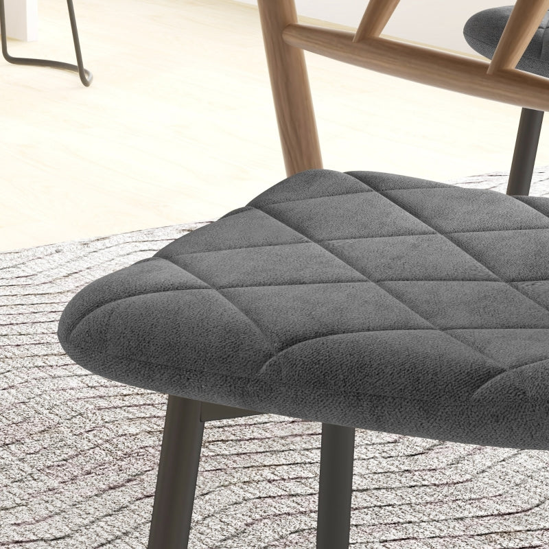 Dining Chairs, Set of 4 Upholstered with Backrest, Metal Legs, Velvet Look Grey