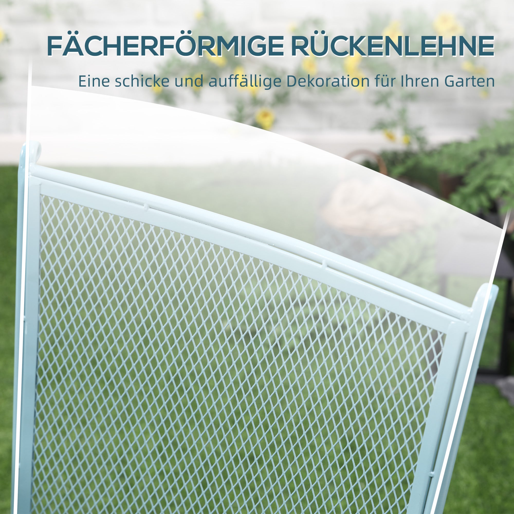 Garden Seating Group, 2-Person Bistro Set with Folding Chairs, Metal Blue