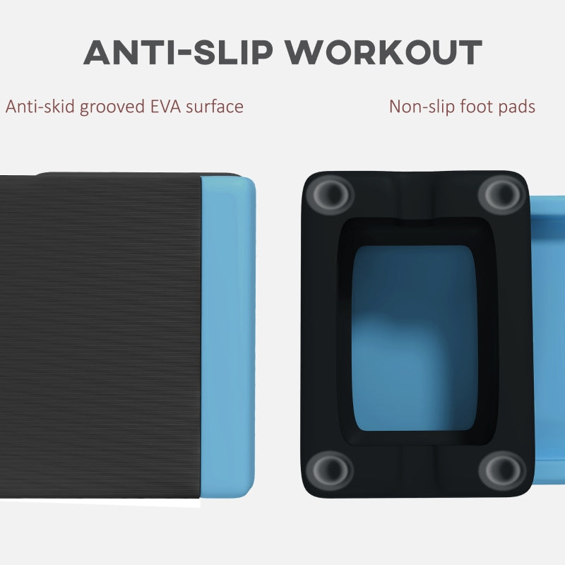 Adjustable Fitness Stepper, Non-Slip Workout Surface, Light Blue