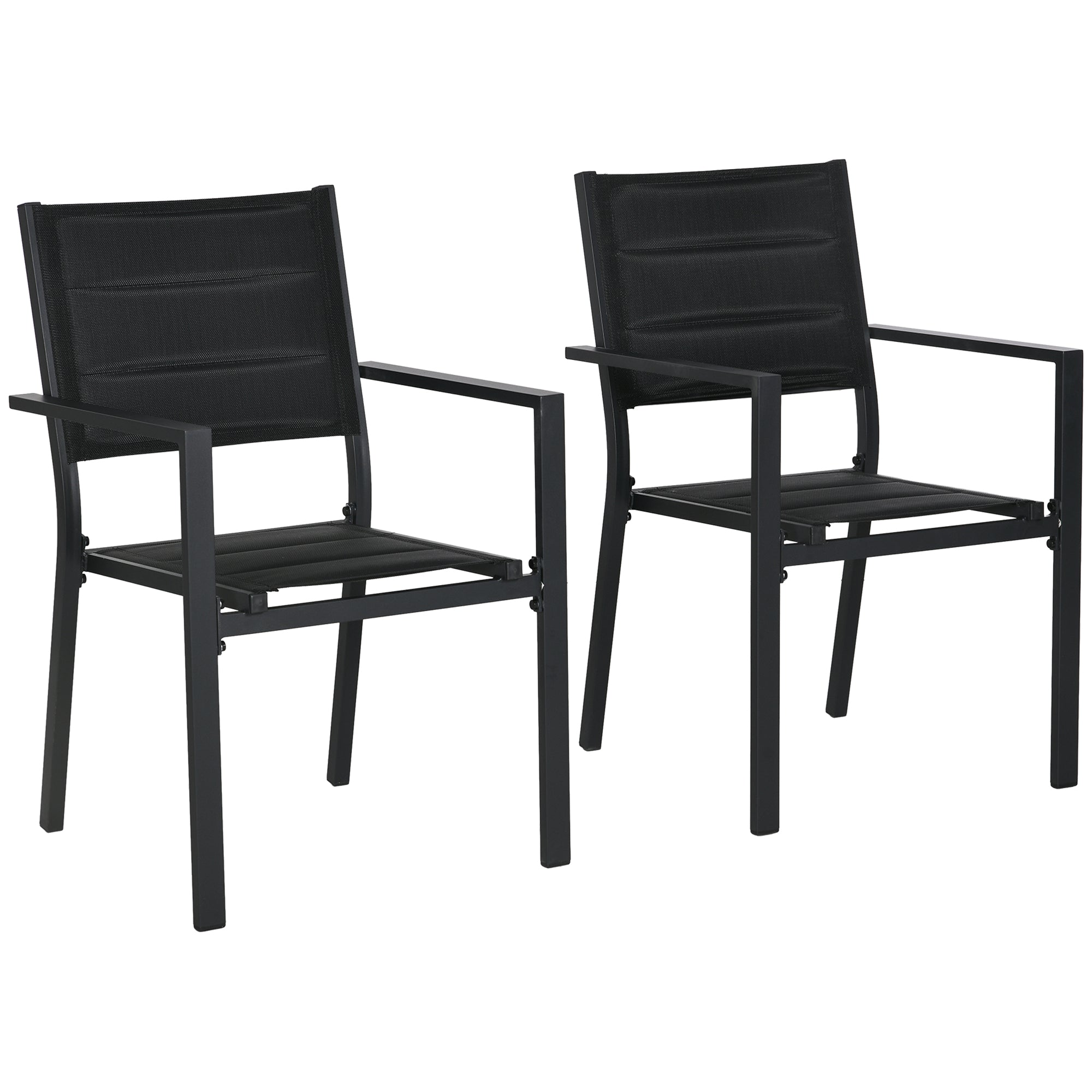 Set of Two Stacking Garden Chairs Aluminium Black