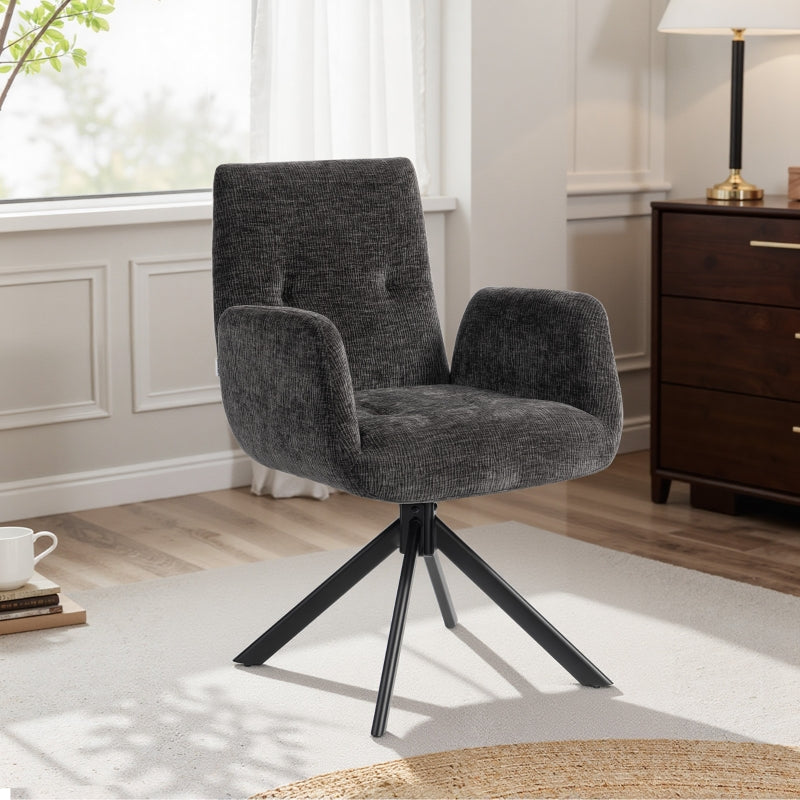 Upholstered Armchair, Accent Chair, Modern Design, Swivel, Black