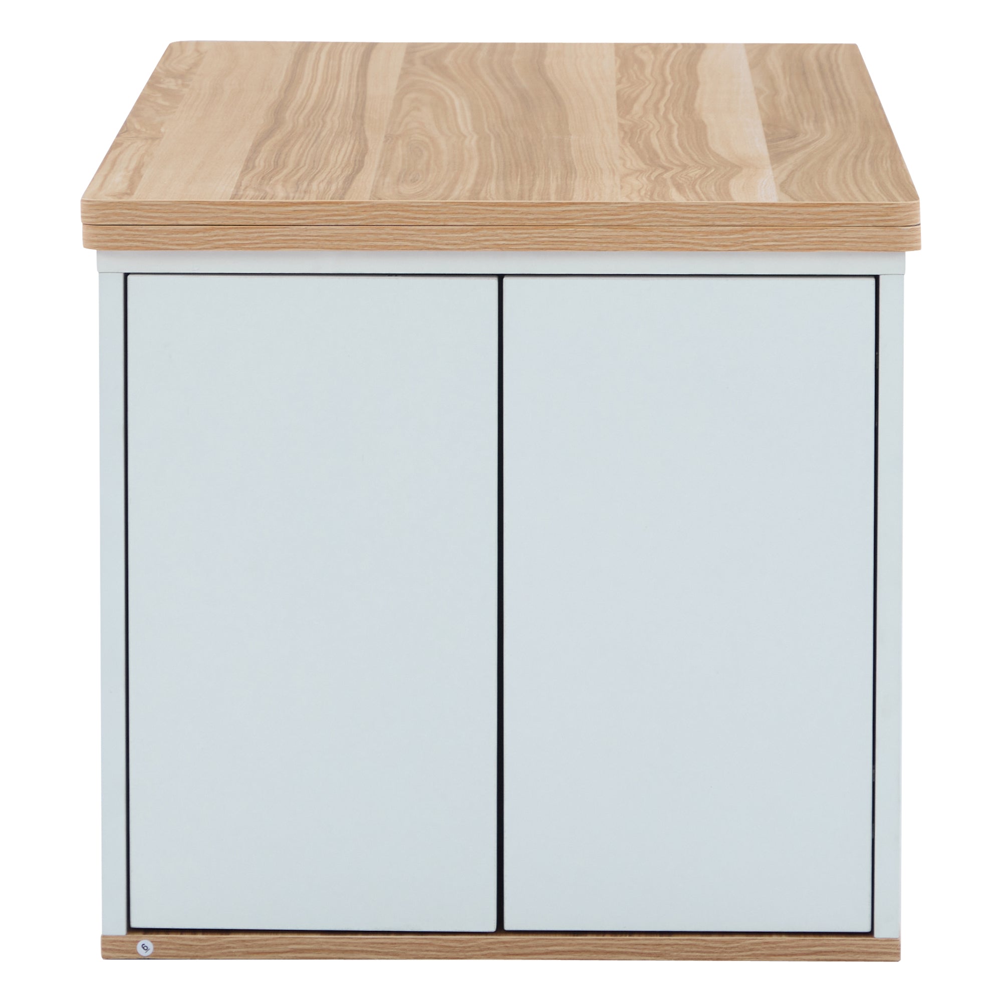 Coffee Table, Liftable Multifunctional with 2 Tables, White Wood