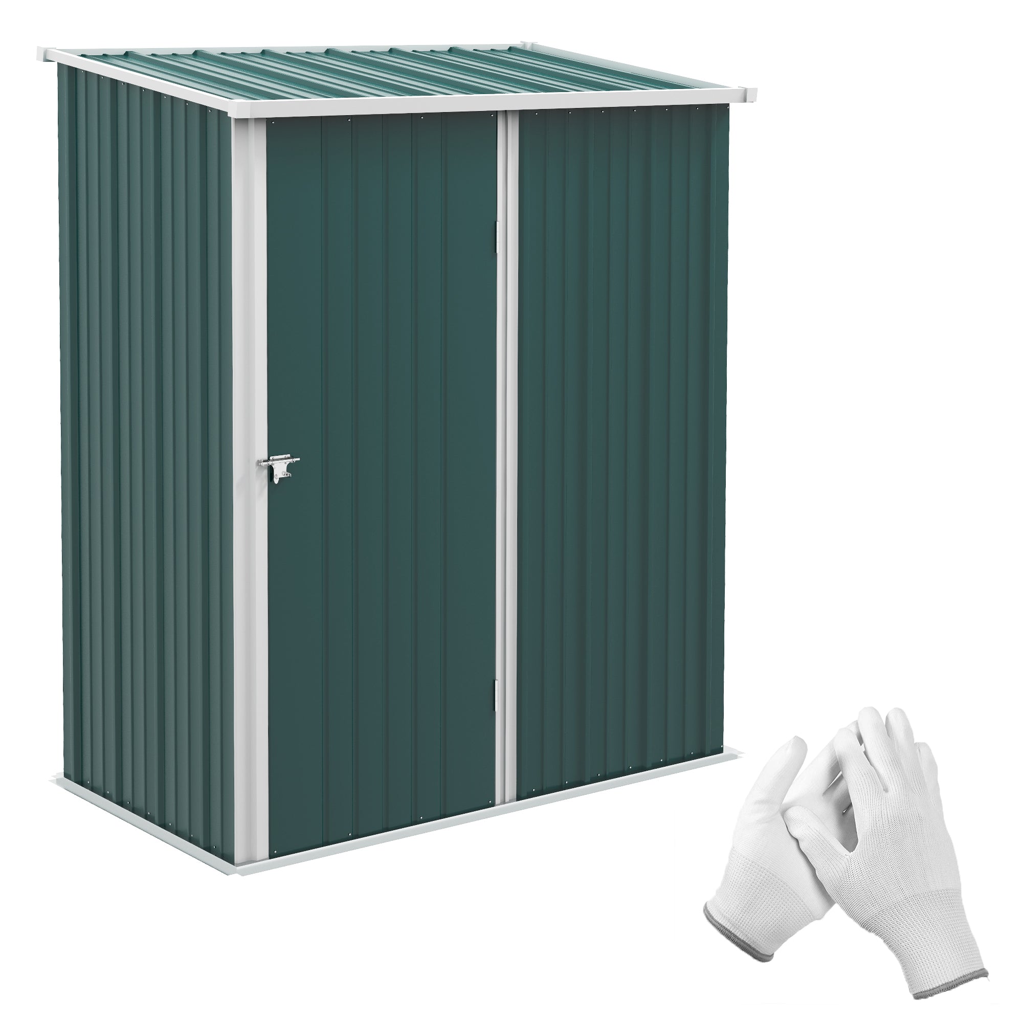 Garden Shed 5.3 x 3.1ft Corrugated Steel Green