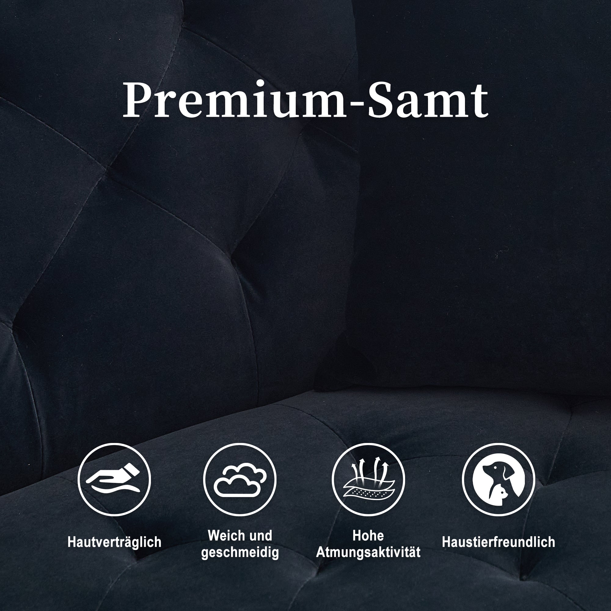 Loveseat, 2-Seater Sofa Bed with Adjustable Backrest, Black Velvet