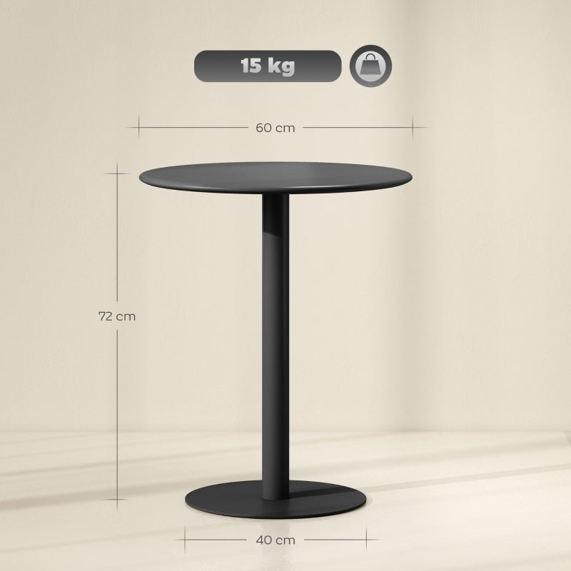 Dining Table, Round Modern 2-Person Ø60 x 72 cm Steel, Black