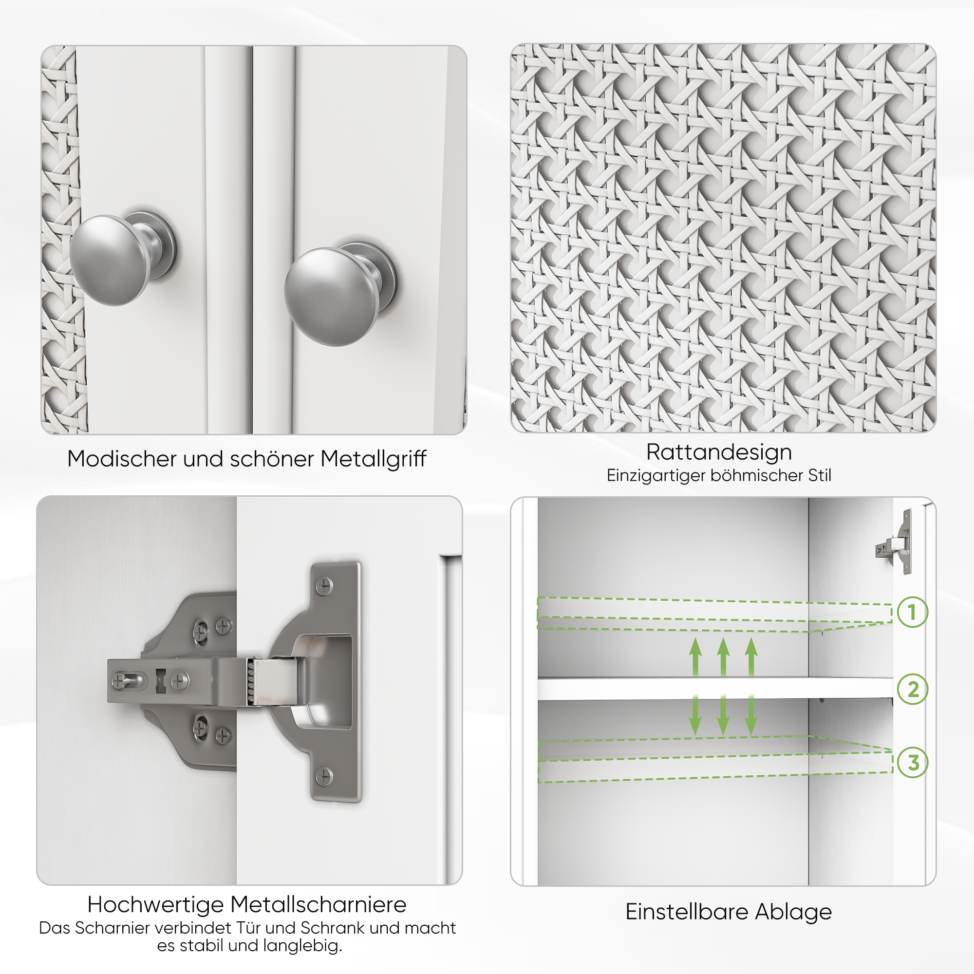 Bathroom Cabinet, Floor-Standing with Basket Door & Adjustable Shelf, White