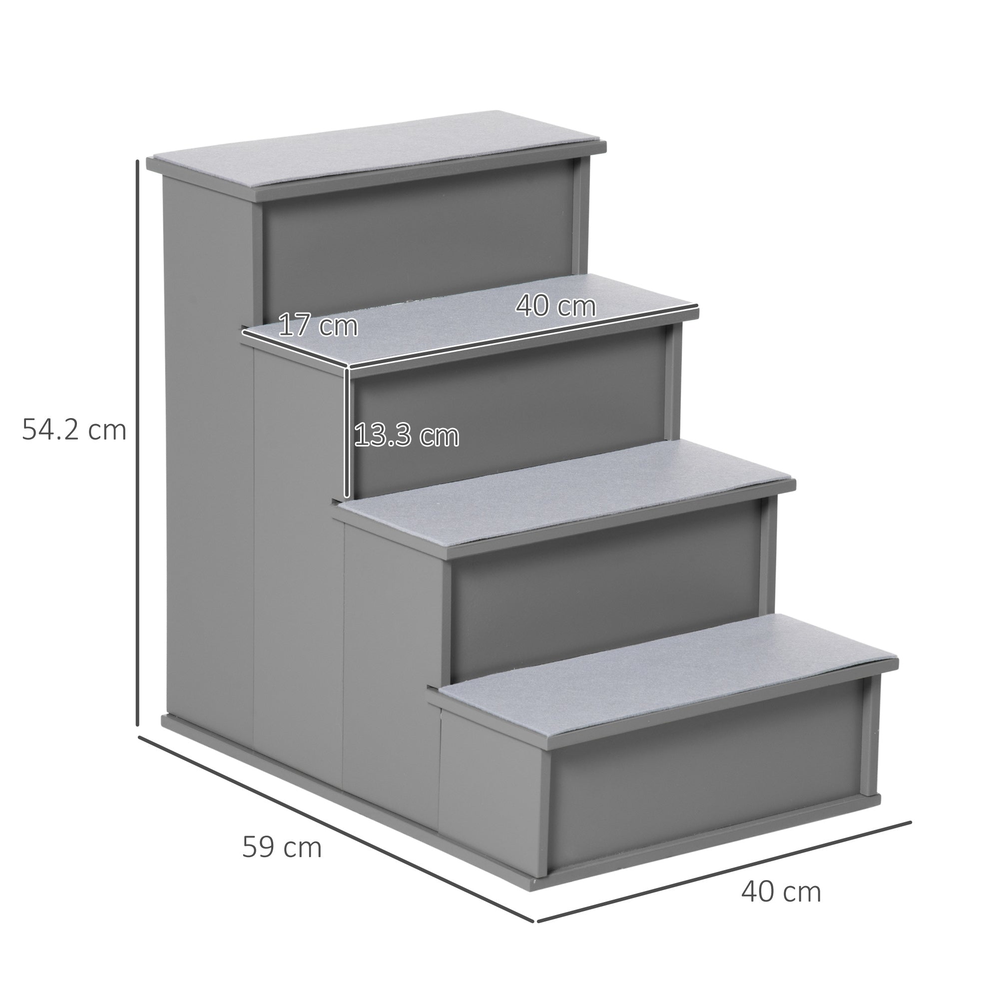 Pet Stairs 4-Step Entry Aid Non-Slip Gray