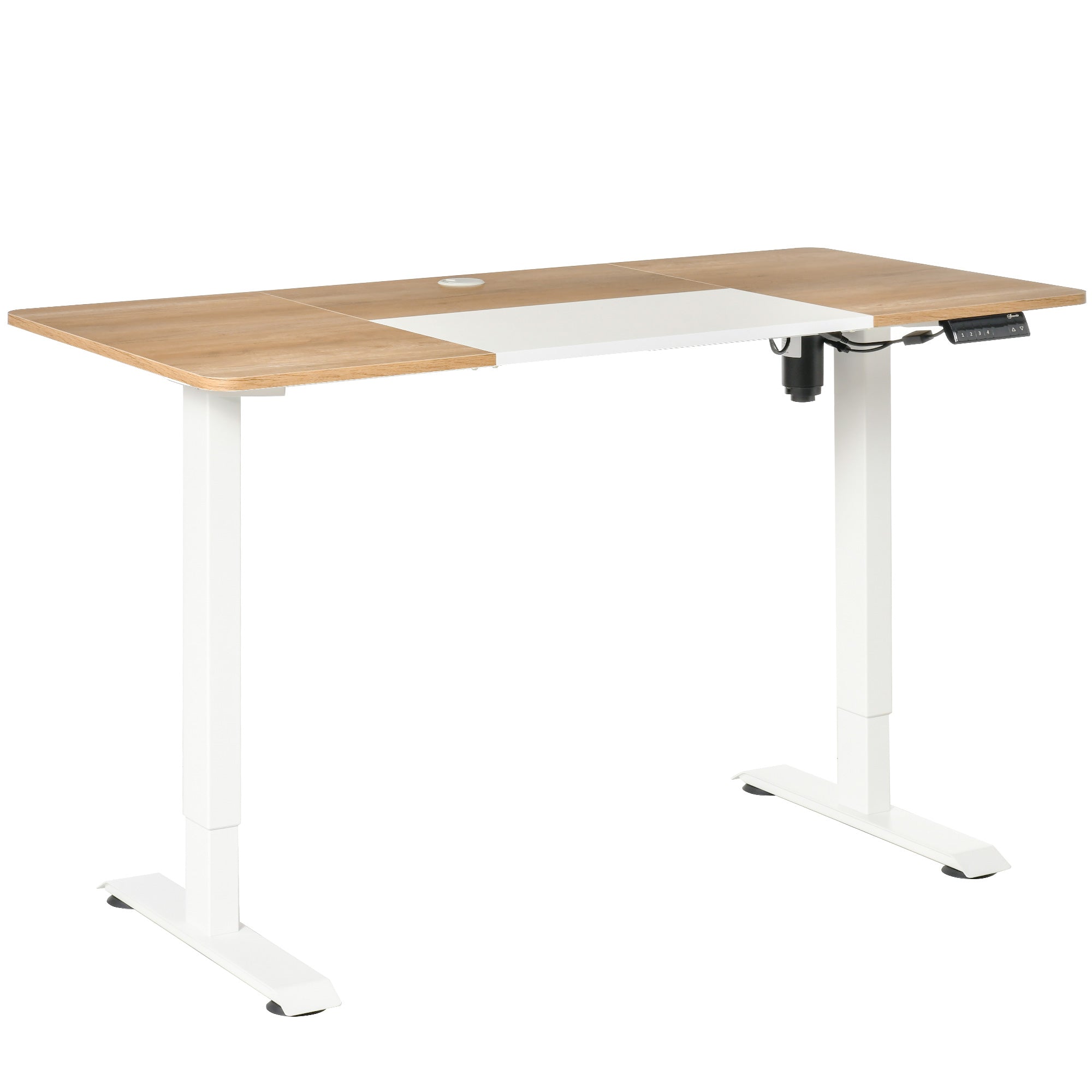 Electric Computer Standing Desk Height-Adjustable Frame Metal Natural/White