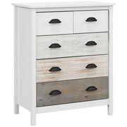 Chest of Drawers Storage Cabinet 5 Drawers Anti-Tip Device 70x38x85cm, White