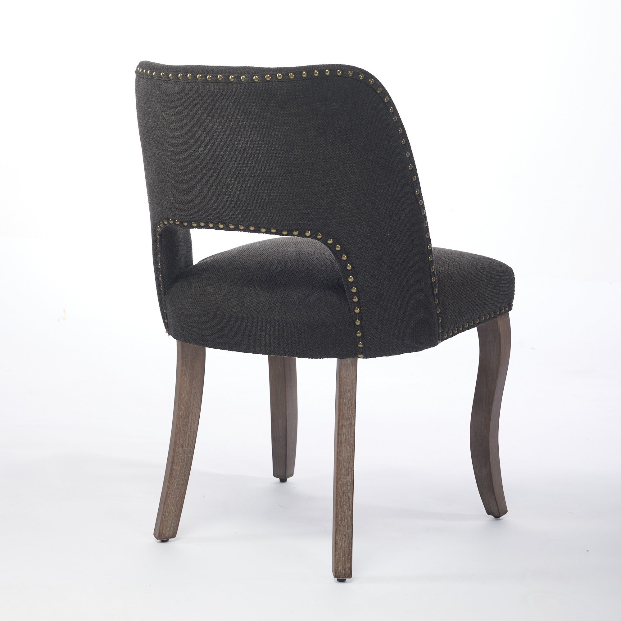 Wooden Dining Chairs Set of 2, Modern Fabric Upholstered Farmhouse Dinner Chair, Black