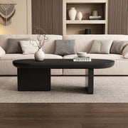 Coffee Table Oval Modern Minimalist Spray-Painted MDF Black