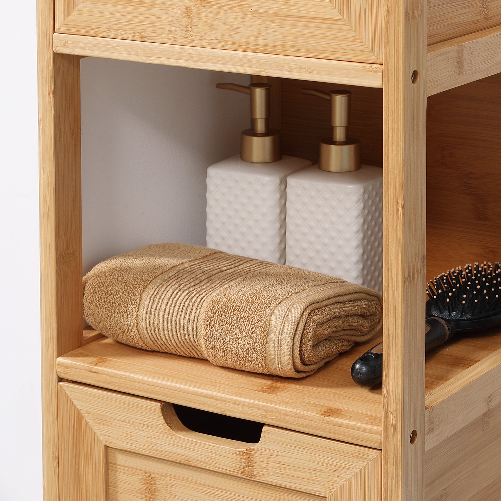 kleankin Bathroom Cabinet, 2 Drawers, Bamboo