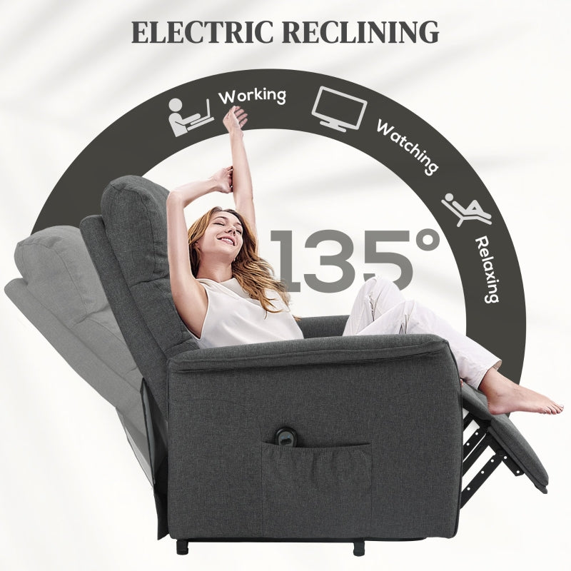 Electric Riser Recline Armchair with Footrest - Dark Grey