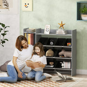 Toy Storage Unit with 8 Removable Bins and Shelves, Grey