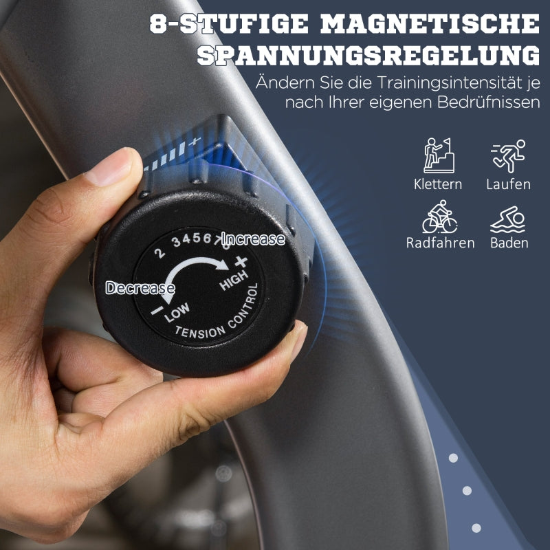 Recumbent Exercise Bike with LCD Display, 8 Magnetic Resistance Levels and Heart Rate Sensors, Black