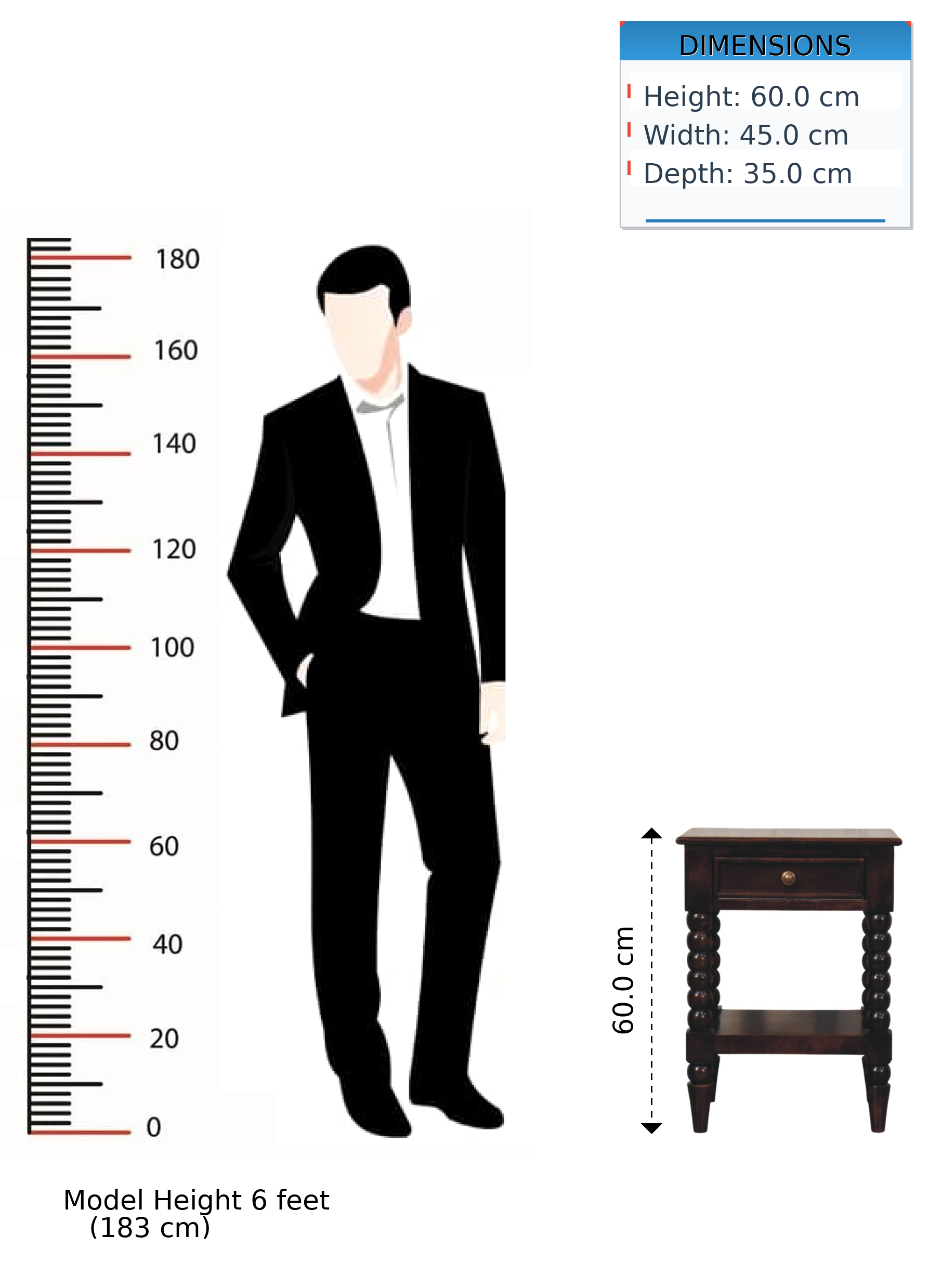 Vienna 1-Drawer Nightstand, Solid Mango Wood