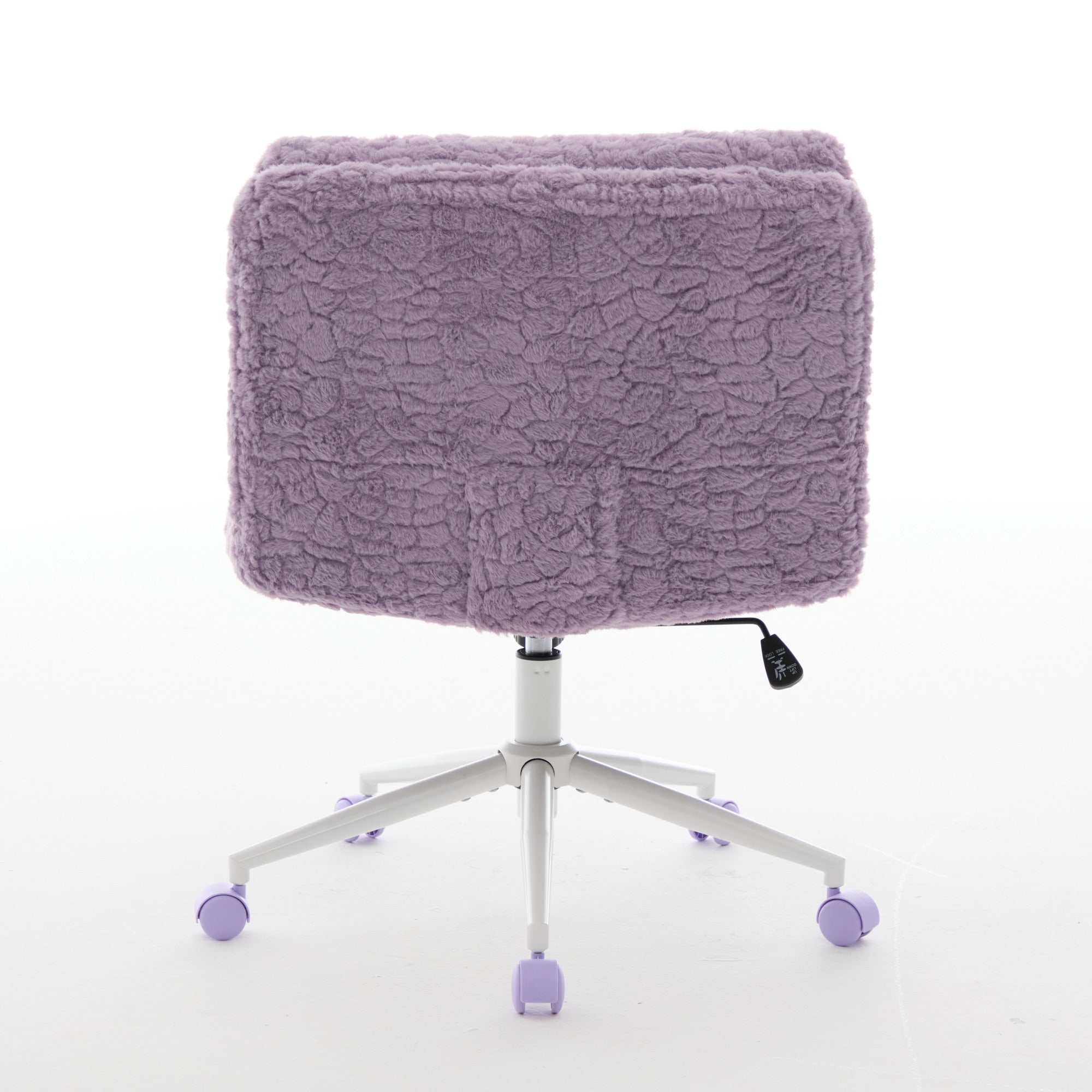 Office Chair with 26.4 Inch Wide Adjustable Swivel Seat, Violet Artificial Rabbit Hair