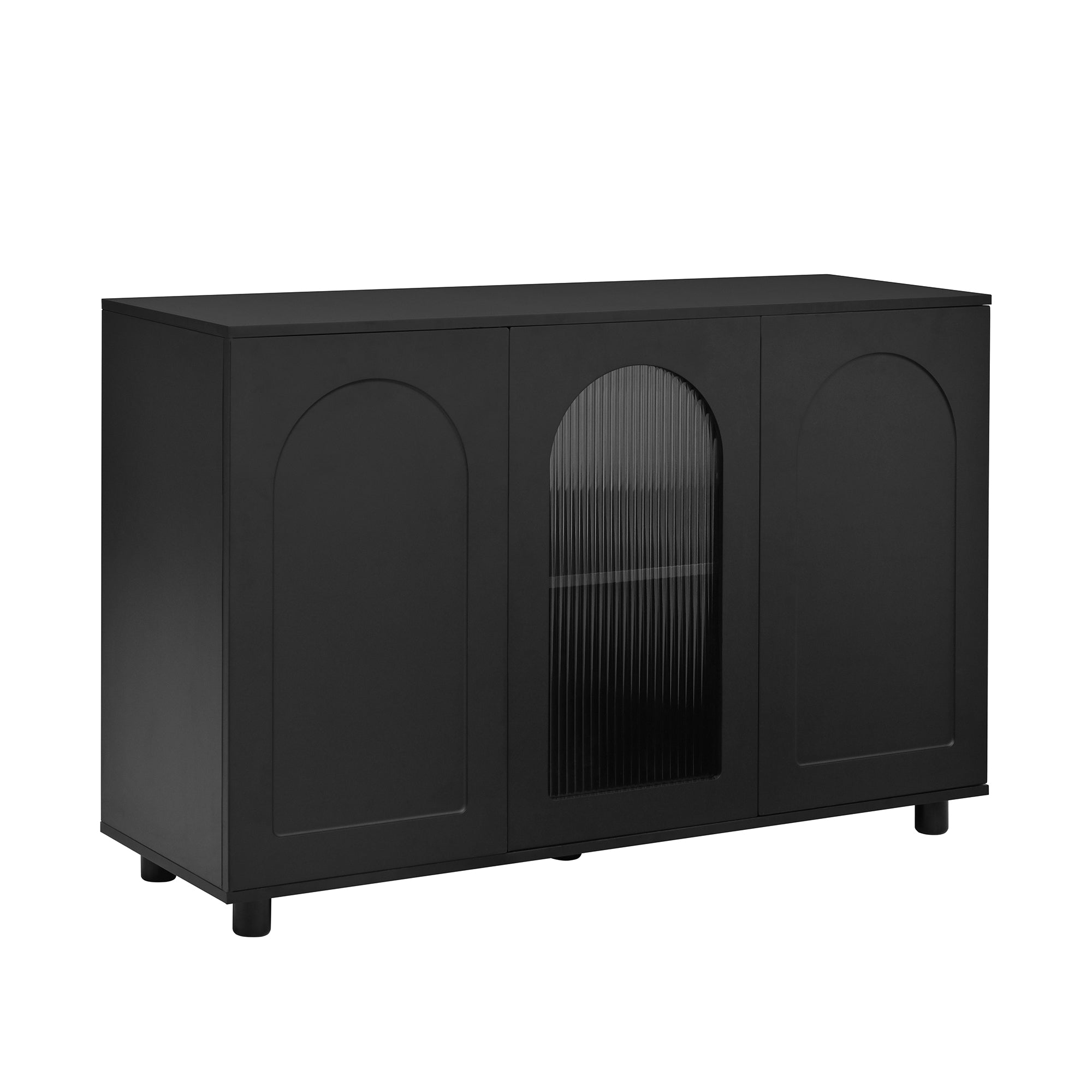 Sideboard U-Shaped Glass Door Rebounder Design - Black
