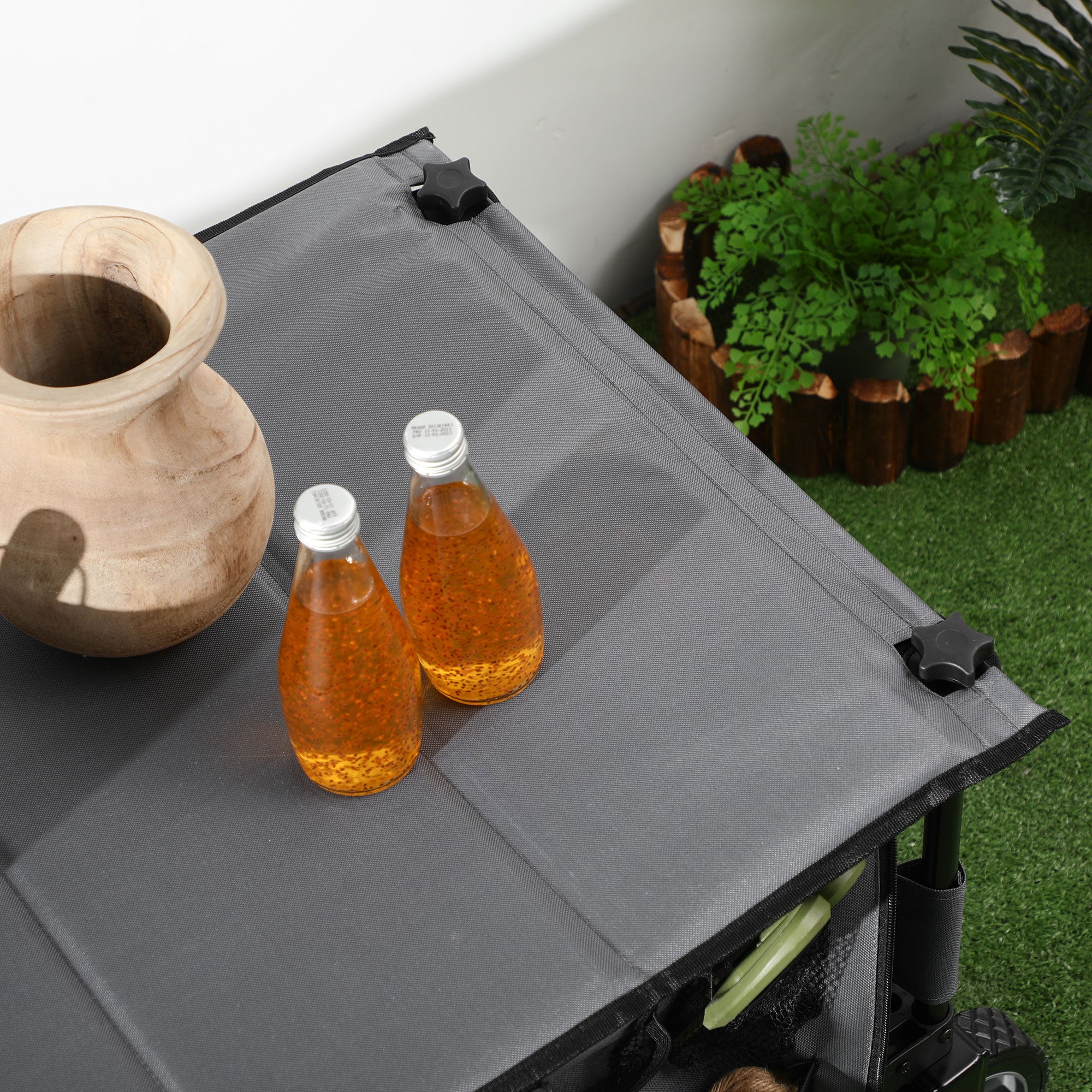 Folding Handcart, 120 kg Load, Adjustable Handle, Side Pockets & Folding Board, Dark Grey