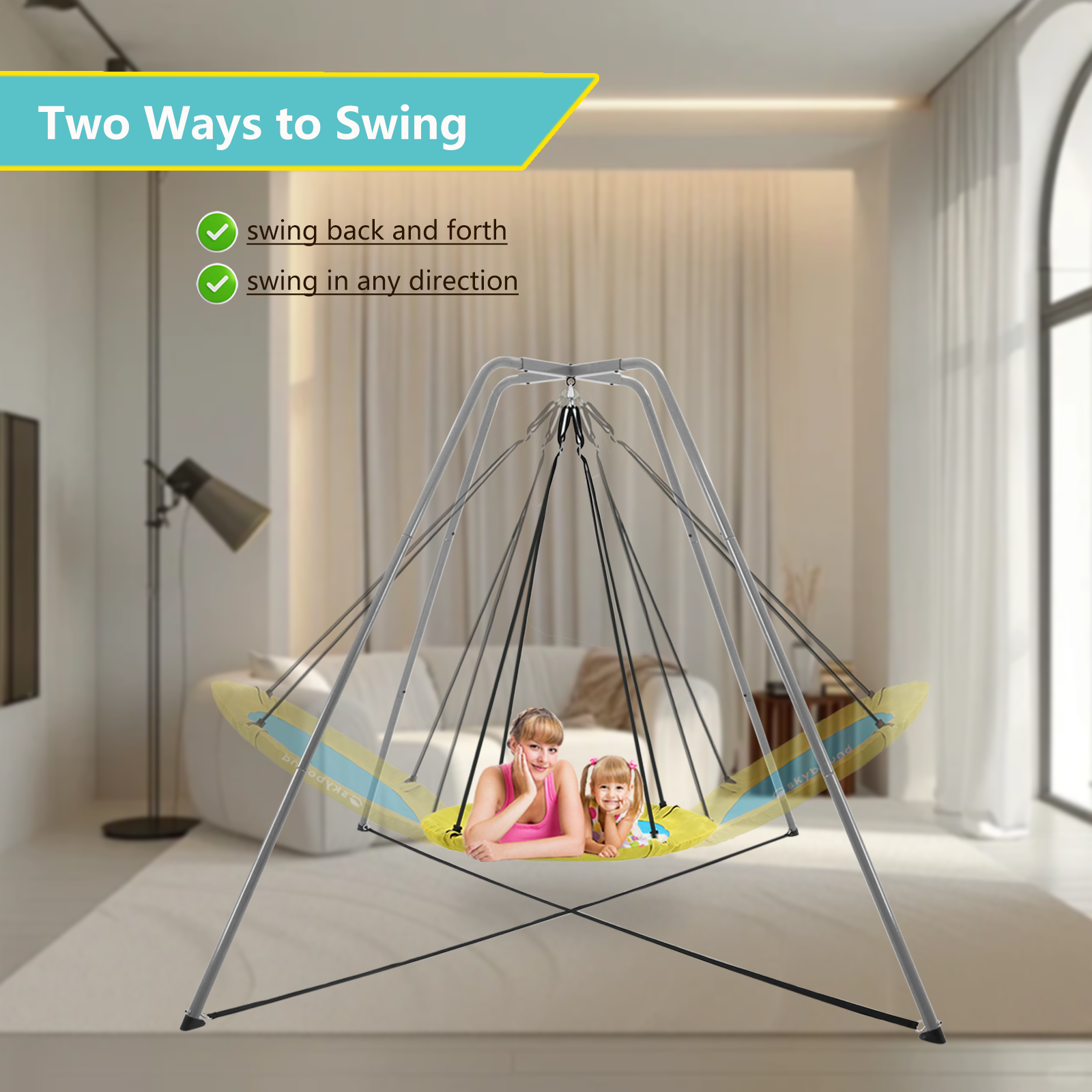 Swing Stand with Hanging Set, Includes Frame Only, Grey