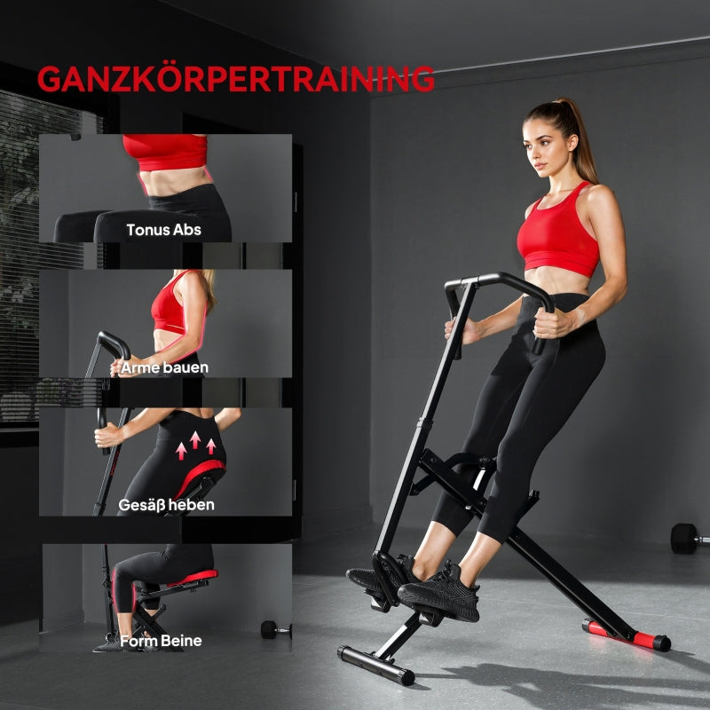 Exercise Machine with Adjustable Pedals and Metal Tubes, Foldable Red